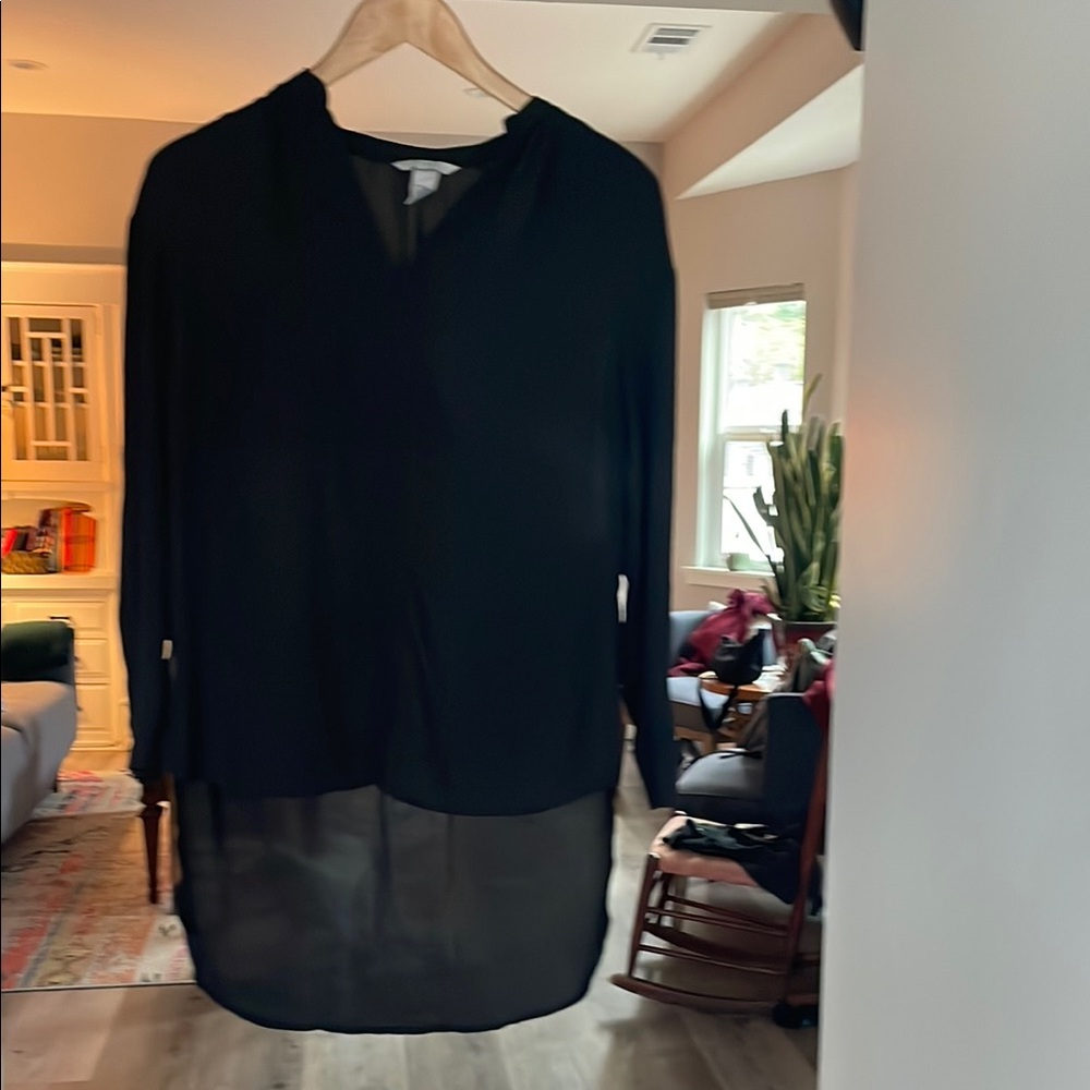 H&M Black Long Sleeve V-Neck Dress